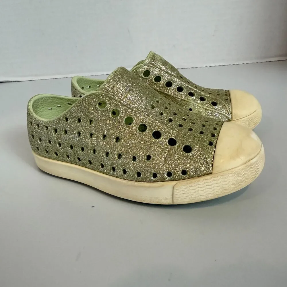 Native Jefferson Little Kids Green Glitter Slip On Shoes Size C 8